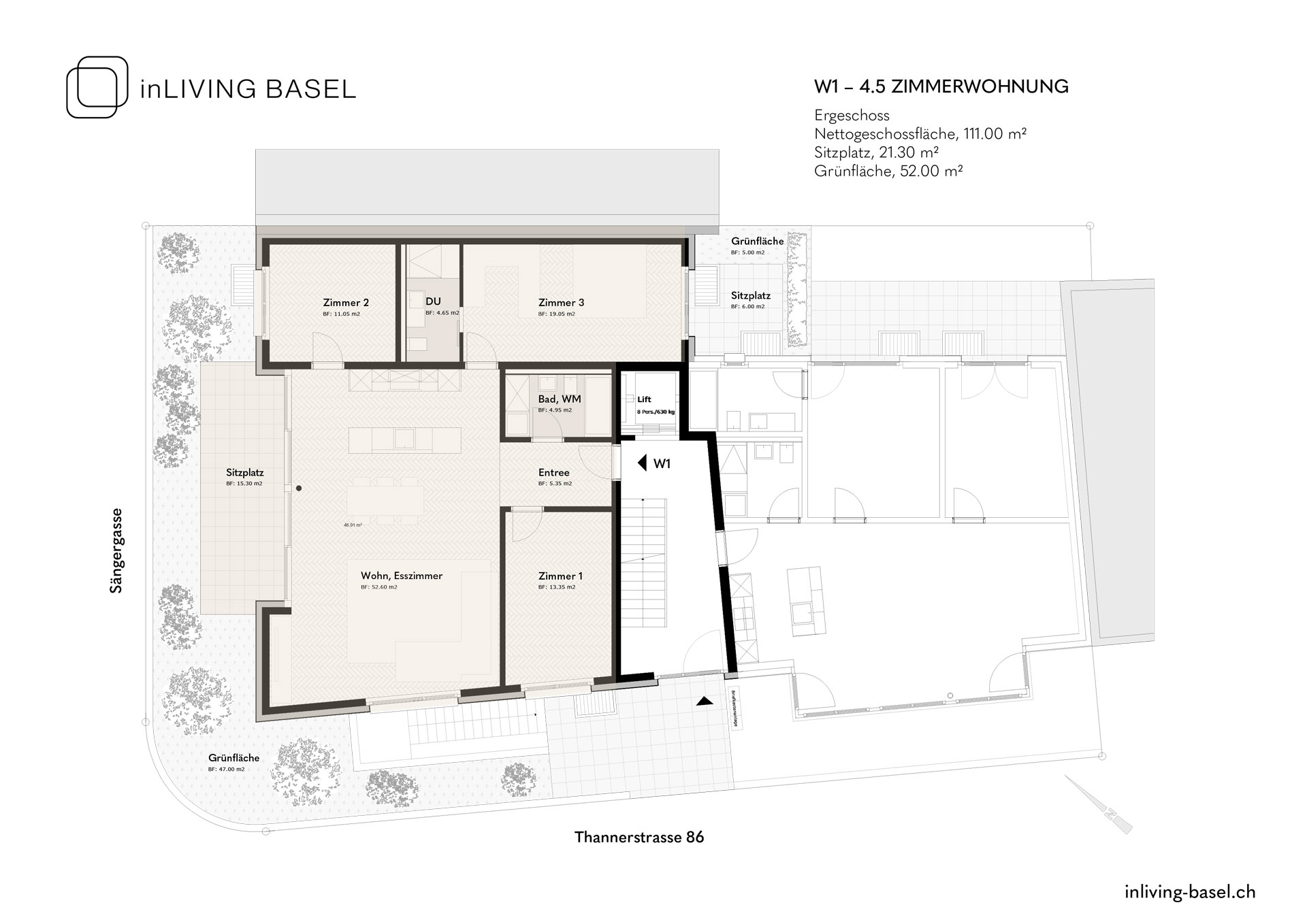 W1, 4,5 Zimmer Wohnung, 111m2, 1. Obergeschoss, Thannerstrase 86, Basel W1, 4,5 Zimmer Wohnung, 111m2, 1. Obergeschoss, Thannerstrase 86, Basel