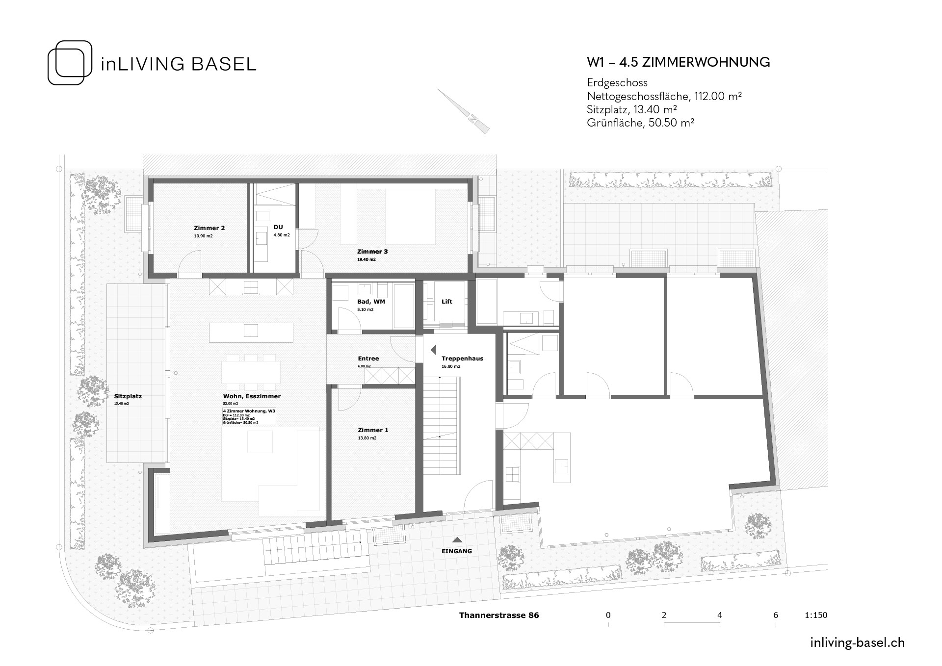 W1, 4,5 Zimmer Wohnung, 111m2, 1. Obergeschoss, Thannerstrase 86, Basel W1, 4,5 Zimmer Wohnung, 111m2, 1. Obergeschoss, Thannerstrase 86, Basel